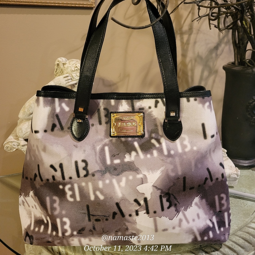 L.A.M.B. by Gwen Stefani Logo Watercolor Graffiti Tote Bag Luxury Designer #583